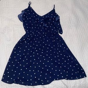 Navy Ruffle Flowy Dress